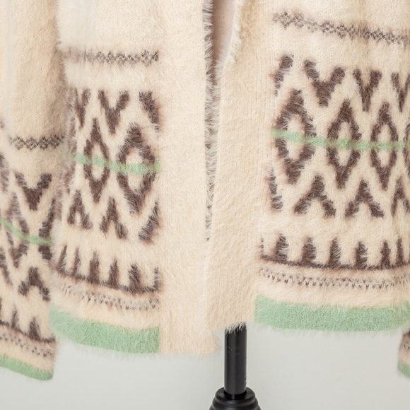 Southwestern vibe soft fuzzy shawl collar open style cardigan neutral L by a.n.a - Picture 6 of 12